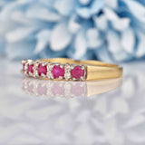 Ellibelle Jewellery Ruby & Diamond 9ct Gold Half-Eternity Band Ring