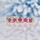 Ellibelle Jewellery Ruby & Diamond 9ct Gold Half-Eternity Band Ring
