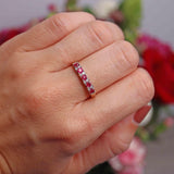 Ellibelle Jewellery Ruby & Diamond 9ct Gold Half-Eternity Band Ring