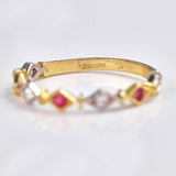 Ellibelle Jewellery Ruby & Diamond 9ct Gold Wavy Stacking Band Ring