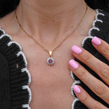 Ellibelle Jewellery Ruby & Diamond White Gold Cluster Pendant