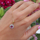 Ellibelle Jewellery Ruby & Diamond White Gold Cluster Pendant