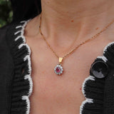 Ellibelle Jewellery Ruby & Diamond White Gold Cluster Pendant