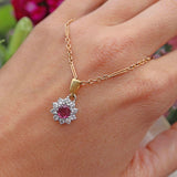 Ellibelle Jewellery Ruby & Diamond White Gold Cluster Pendant