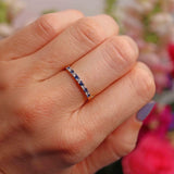 Ellibelle Jewellery Sapphire & Diamond 18ct Gold Half-Eternity Thin Band Ring