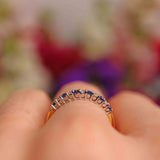 Ellibelle Jewellery Sapphire & Diamond 18ct Gold Half-Eternity Thin Band Ring