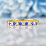 Ellibelle Jewellery Sapphire & Diamond 18ct Gold Half-Eternity Thin Band Ring