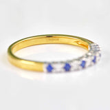 Ellibelle Jewellery Sapphire & Diamond 18ct Gold Half-Eternity Thin Band Ring