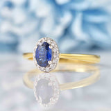 Ellibelle Jewellery Sapphire & Diamond 18ct Gold Oval Cluster Ring (0.53ct)