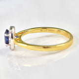 Ellibelle Jewellery Sapphire & Diamond 18ct Gold Oval Cluster Ring (0.53ct)