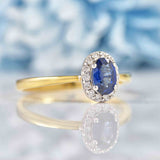 Ellibelle Jewellery Sapphire & Diamond 18ct Gold Oval Cluster Ring (0.53ct)