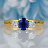 Ellibelle Jewellery Sapphire & Diamond 18ct Gold Three-Stone Trilogy Ring (0.80cts)