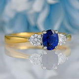 Ellibelle Jewellery Sapphire & Diamond 18ct Gold Three-Stone Trilogy Ring (0.80cts)