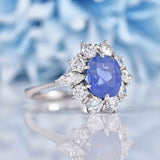 Ellibelle Jewellery Sapphire & Diamond 18ct White Gold Cluster Engagement Ring
