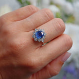 Ellibelle Jewellery Sapphire & Diamond 18ct White Gold Cluster Engagement Ring