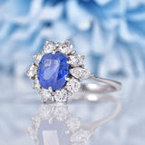 Ellibelle Jewellery Sapphire & Diamond 18ct White Gold Cluster Engagement Ring