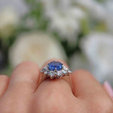 Ellibelle Jewellery Sapphire & Diamond 18ct White Gold Cluster Engagement Ring