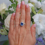 Ellibelle Jewellery Sapphire & Diamond 18ct White Gold Cluster Engagement Ring