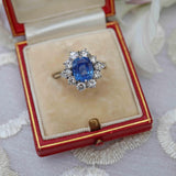 Ellibelle Jewellery Sapphire & Diamond 18ct White Gold Cluster Engagement Ring