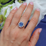 Ellibelle Jewellery Sapphire & Diamond 18ct White Gold Cluster Engagement Ring