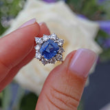Ellibelle Jewellery Sapphire & Diamond 18ct White Gold Cluster Engagement Ring