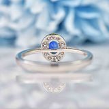Ellibelle Jewellery Sapphire & Diamond 18ct White Gold Oval Cluster Ring (0.44ct)
