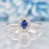 Ellibelle Jewellery Sapphire & Diamond 18ct White Gold Oval Cluster Ring (0.44ct)