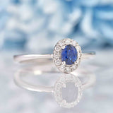 Ellibelle Jewellery Sapphire & Diamond 18ct White Gold Oval Cluster Ring (0.44ct)