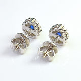 Ellibelle Jewellery Sapphire & Diamond 18ct White Gold Pear Cluster Stud Earrings