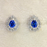 Ellibelle Jewellery Sapphire & Diamond 18ct White Gold Pear Cluster Stud Earrings