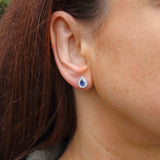 Ellibelle Jewellery Sapphire & Diamond 18ct White Gold Pear Cluster Stud Earrings