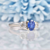 Ellibelle Jewellery Sapphire & Diamond 18ct White Gold Three-Stone Engagement Ring