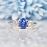 Ellibelle Jewellery Sapphire & Diamond 18ct White Gold Three-Stone Engagement Ring