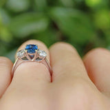 Ellibelle Jewellery Sapphire & Diamond 18ct White Gold Three-Stone Engagement Ring