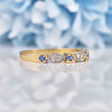 Ellibelle Jewellery Sapphire & Diamond 9ct Gold Geometric Stacking Band Ring