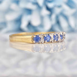 Ellibelle Jewellery Sapphire & Diamond 9ct Gold Half-Eternity Band Ring