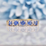 Ellibelle Jewellery Sapphire & Diamond 9ct Gold Half-Eternity Band Ring