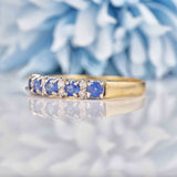 Ellibelle Jewellery Sapphire & Diamond 9ct Gold Half-Eternity Band Ring