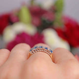 Ellibelle Jewellery Sapphire & Diamond 9ct Gold Half-Eternity Band Ring
