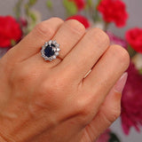 Ellibelle Jewellery Sapphire & Diamond Platinum Cluster Ring (1.62cts)