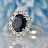 Ellibelle Jewellery Sapphire & Diamond Platinum Cluster Ring (1.62cts)