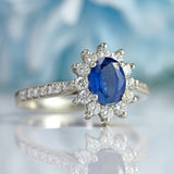 Ellibelle Jewellery Sapphire & Diamond Platinum Oval Cluster Ring (0.70cts)