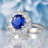Ellibelle Jewellery Sapphire & Diamond Platinum Oval Cluster Ring (1.68cts)