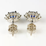 Ellibelle Jewellery Sapphire & Diamond Platinum Oval Cluster Stud Earrings