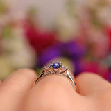 Ellibelle Jewellery Sapphire & Diamond Platinum Oval Three-Stone Engagement Ring (0.60ct)
