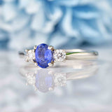 Ellibelle Jewellery Sapphire & Diamond Platinum Oval Three-Stone Engagement Ring (0.60ct)