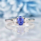 Ellibelle Jewellery Sapphire & Diamond Platinum Oval Three-Stone Engagement Ring (0.60ct)