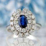 Ellibelle Jewellery Sapphire & Diamond White Gold Oval Cluster Dress Ring