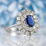 Ellibelle Jewellery Sapphire & Diamond White Gold Oval Cluster Dress Ring