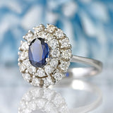 Ellibelle Jewellery Sapphire & Diamond White Gold Oval Cluster Dress Ring